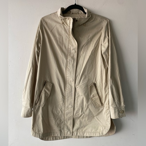 Forever 21 Beige Utility Jacket Women’s Small Cotton Anorak Field Coat Full Zip - Picture 2 of 10